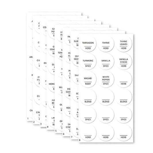144 white Printed and Transparent Spice Jars BBQ Labels